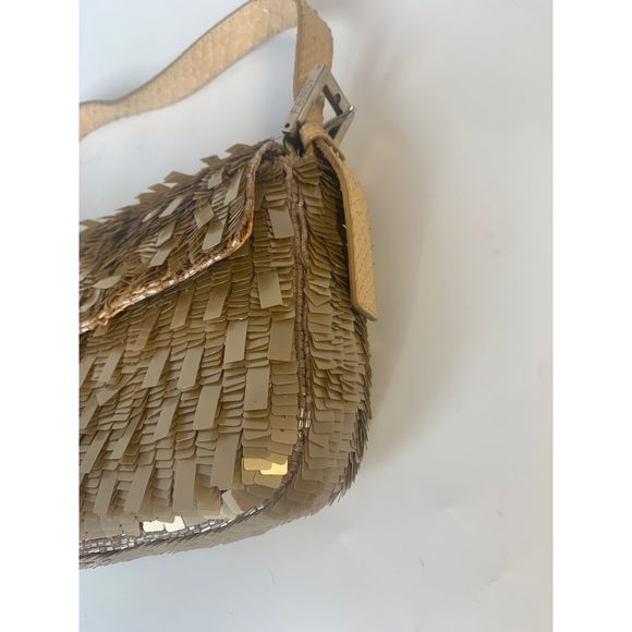 Fendi Baguette in Gold sequins and python leather - Picture 7 of 15